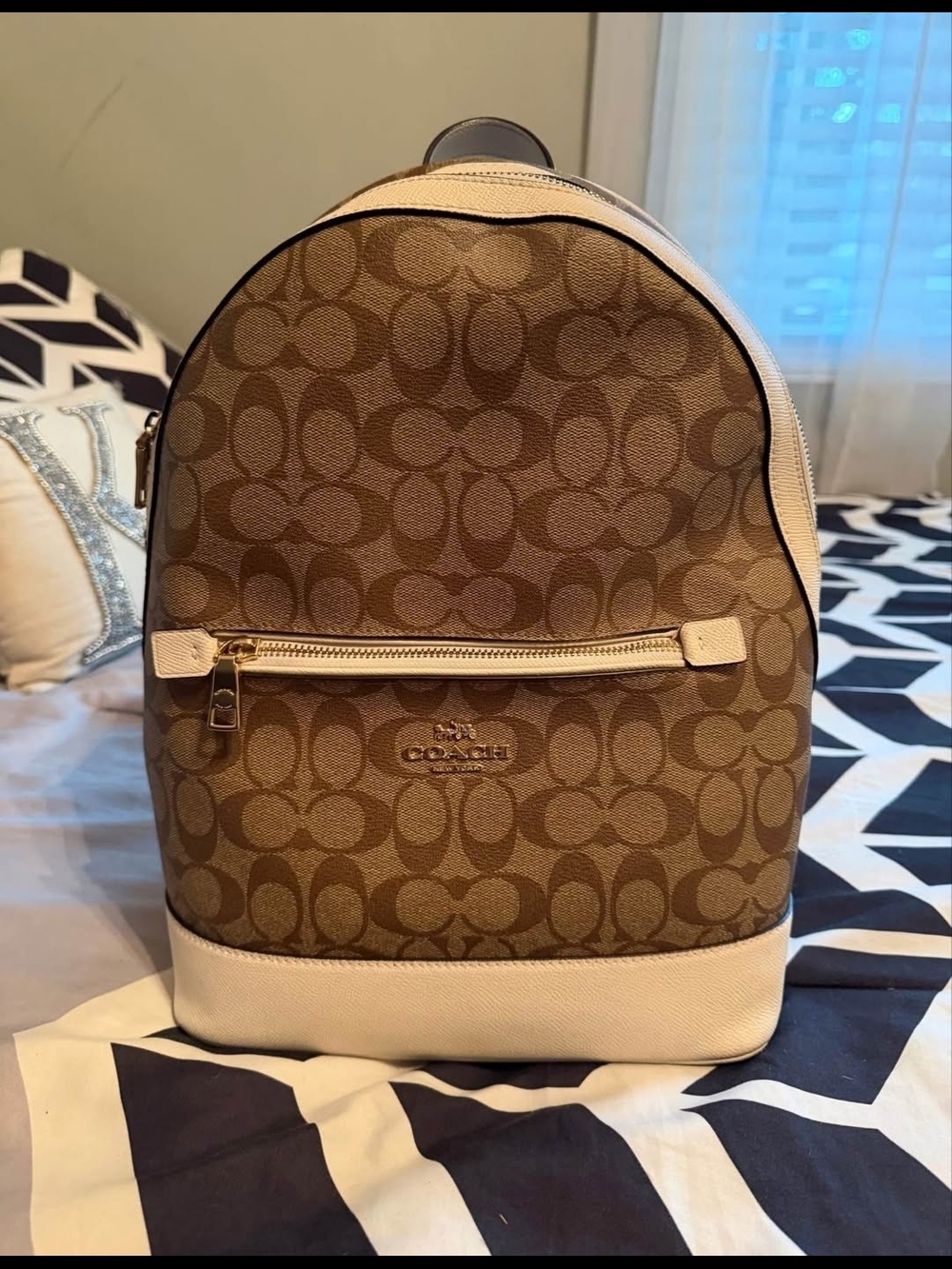 Coach Court Backpack And Slim Wallet Set Signature Canvas Chalk White 5671 F5402 - Picture 2 of 6